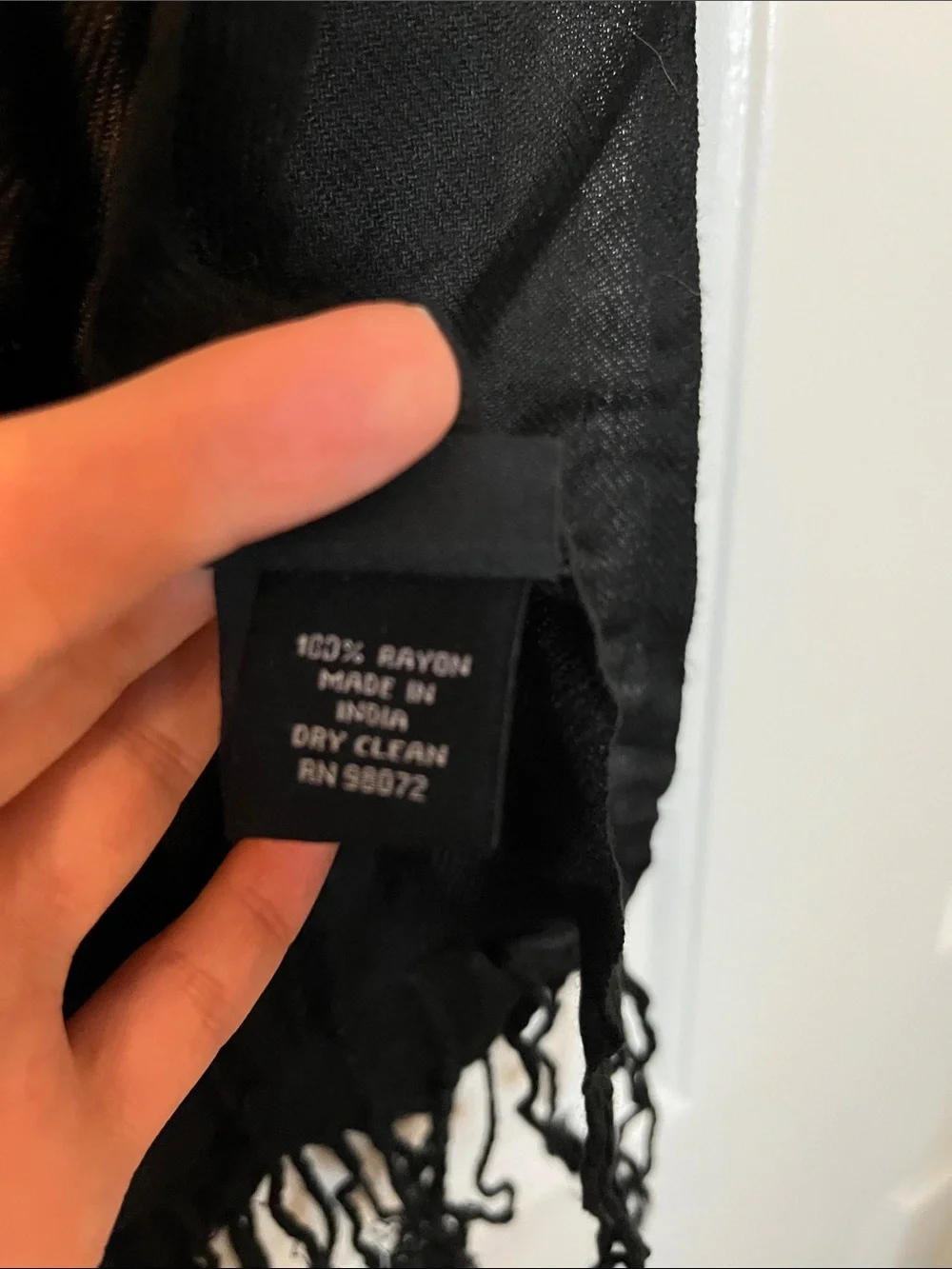 Cejon Black Rayon Scarf Fringe